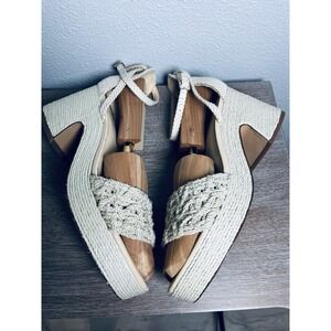 Vince Camuto Sandals Size 10 Platform Espadrille‎ Natural Beige Tan Woven